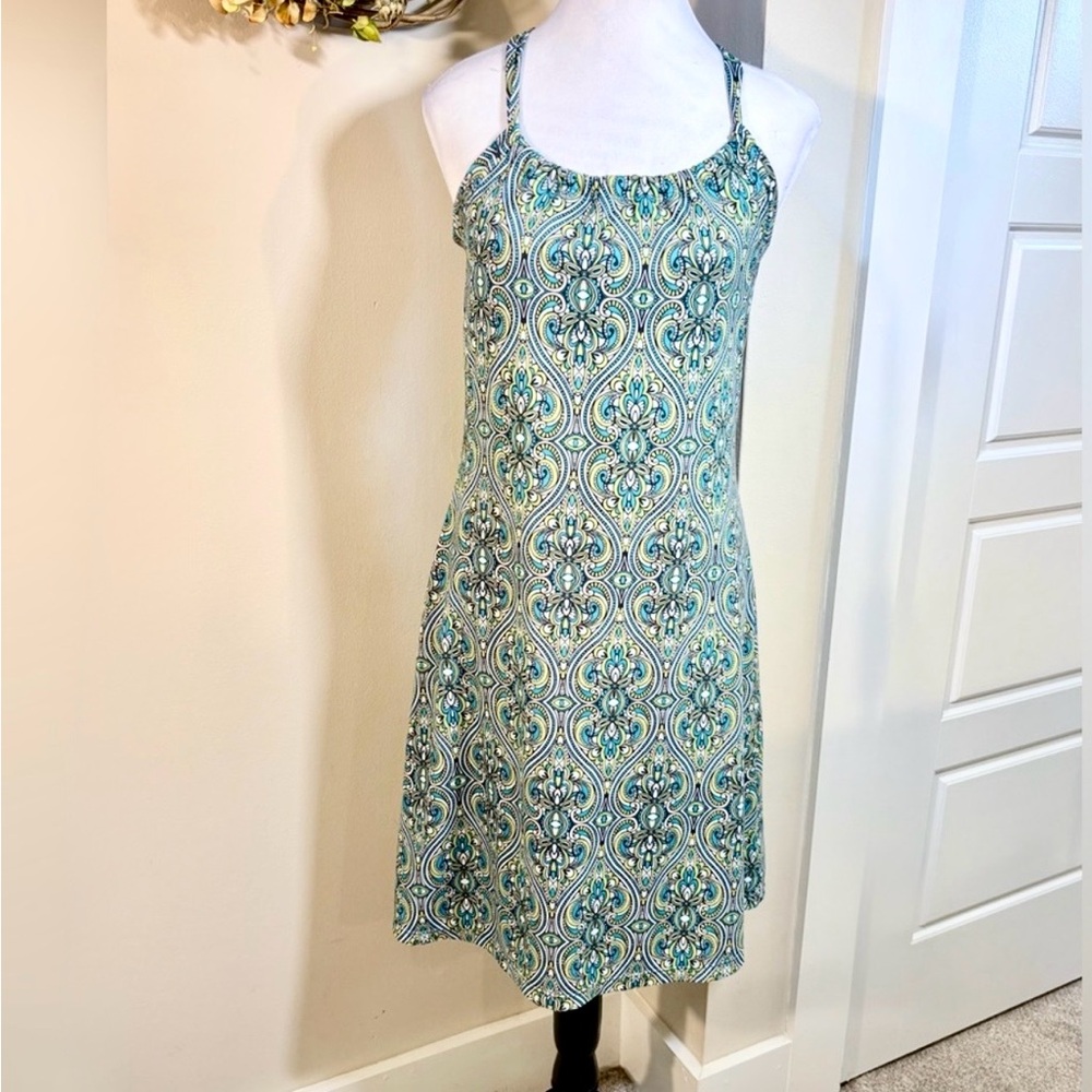Prana Quinn Medallion Print Strappy Shelf Bra A-Line Sundress Size S💚 - Picture 2 of 11